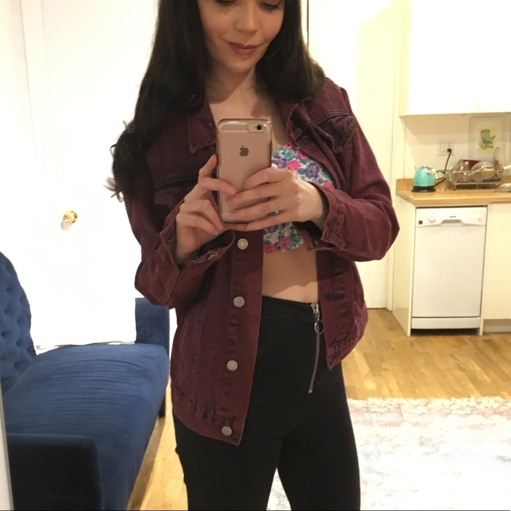 Purple wash denim jacket.